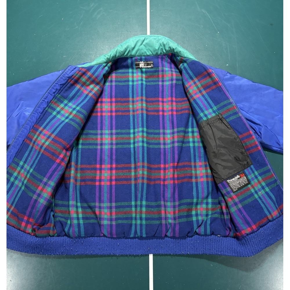 Vintage Pendleton Bomber Jacket Men M Lobo Blue Purple Plaid Wool Thinsulate 80s - Picture 14 of 16